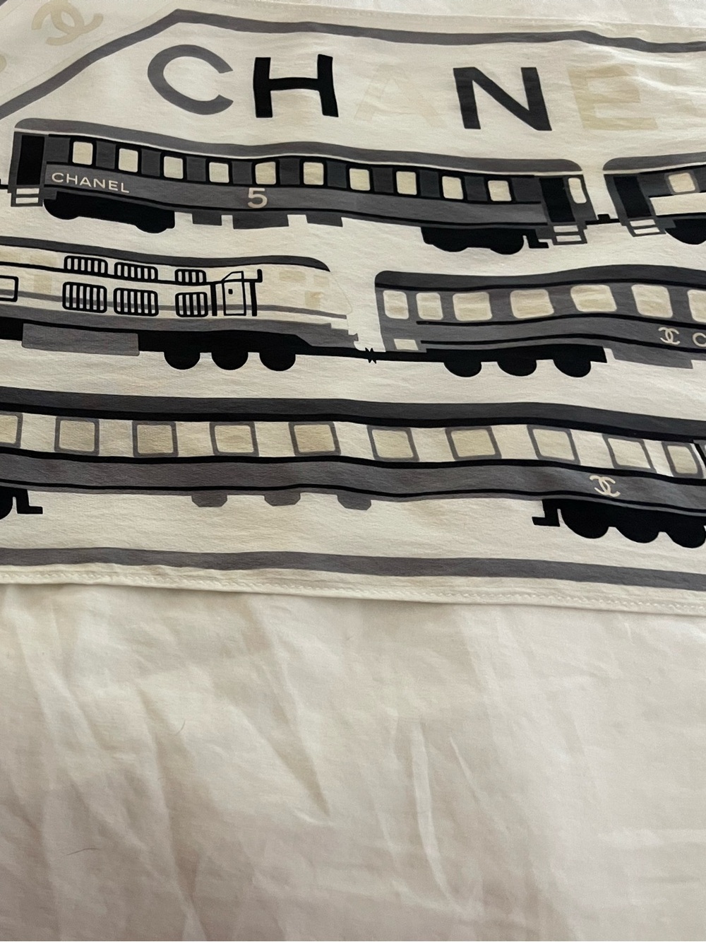 CHANEL SILK “TRAIN” SCARF